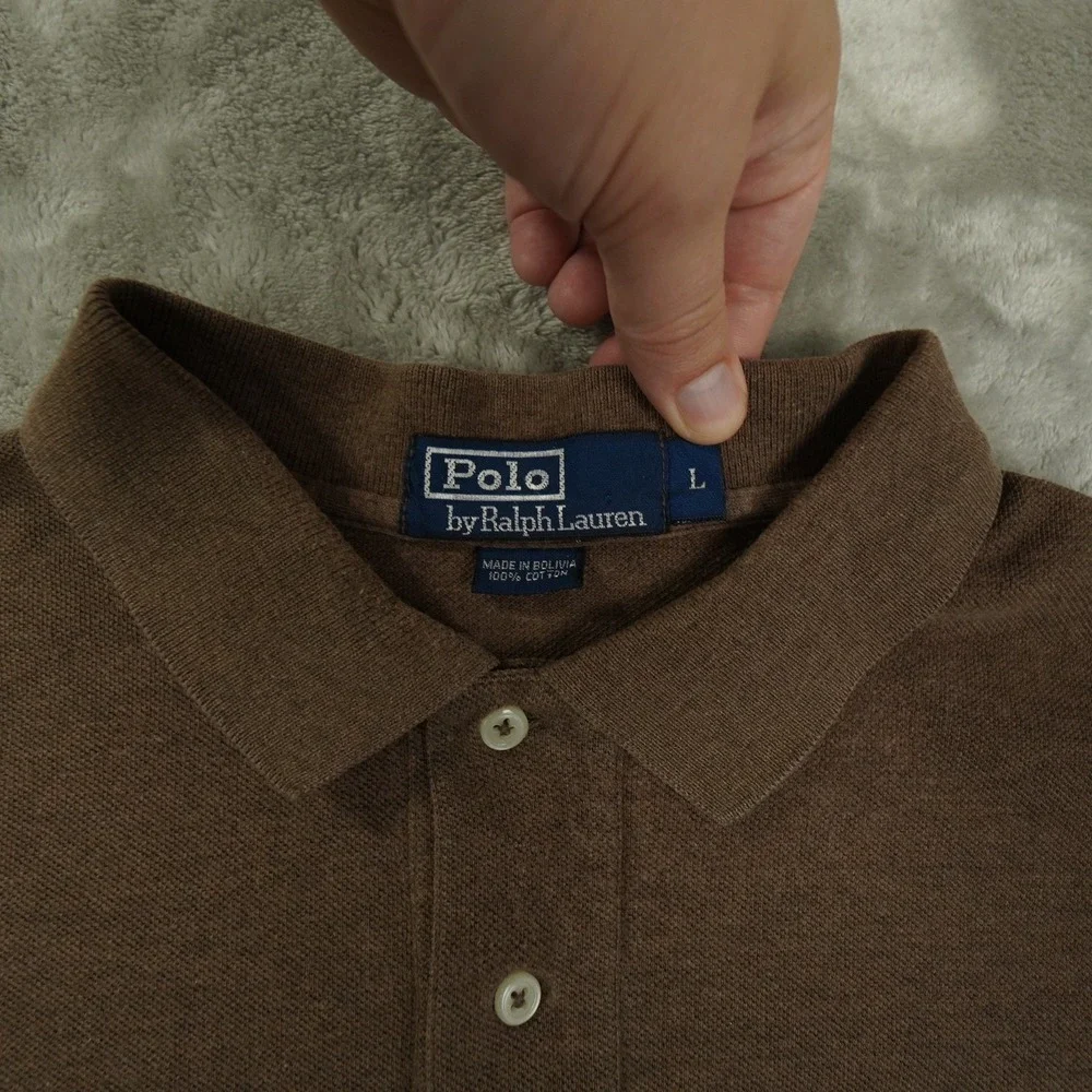 Polo Ralph Lauren Vintage Polo Shirt Men's Large Brown Preppy Classic